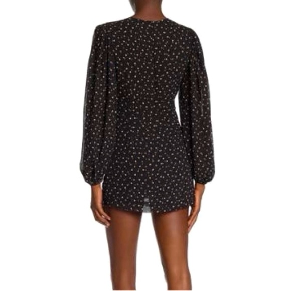 Wild Honey Gold Metallic Polka-Dot Balloon Sleeve Cocktail Party Dress - Picture 4 of 7